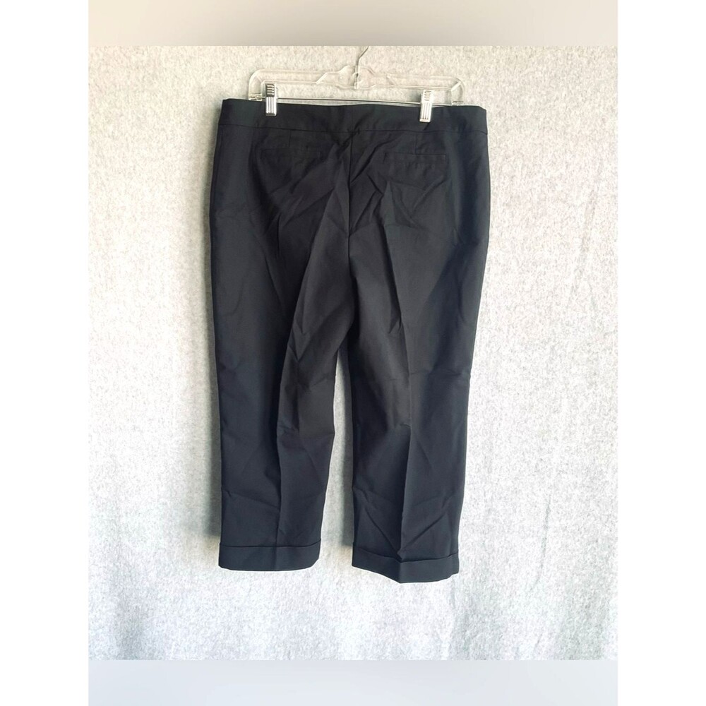 Alfani Black Capri Dress Pants Size 12 Cuffed Stretch Business Casual Career